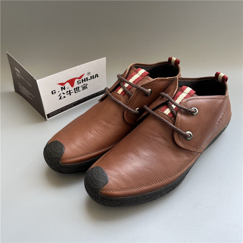 公牛世家男鞋 真皮日常休闲百搭牛皮系带男皮鞋 39码245