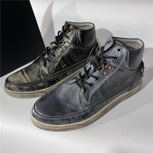 秋冬新高帮真皮头层牛皮板鞋