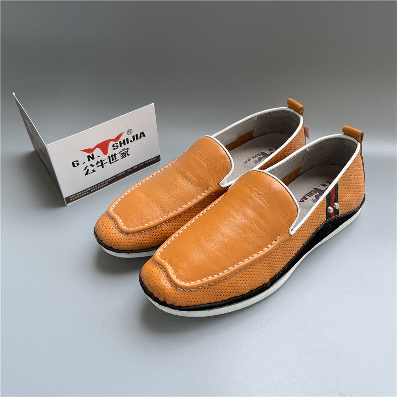 公牛世家真皮男鞋头层牛皮豆豆鞋日常休闲鞋男低帮鞋 6a3w275335