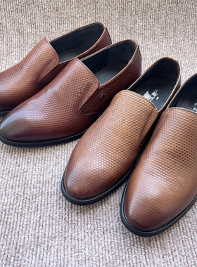 公牛37.38码真皮男鞋低跟正装鞋商务套脚男皮鞋父亲鞋 6A86671Y09