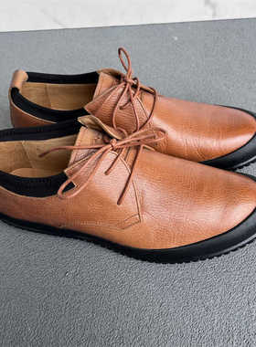 公牛头层牛皮男鞋圆头系带真皮耐磨软底中年休闲皮鞋 8A58580K05