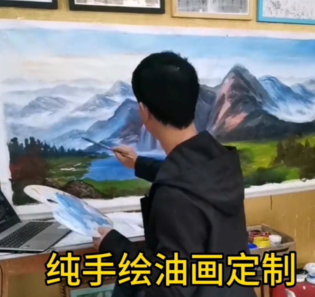 定制油画客厅手绘油画玄关卧室风景油画现代简约抽象肌理装饰挂画