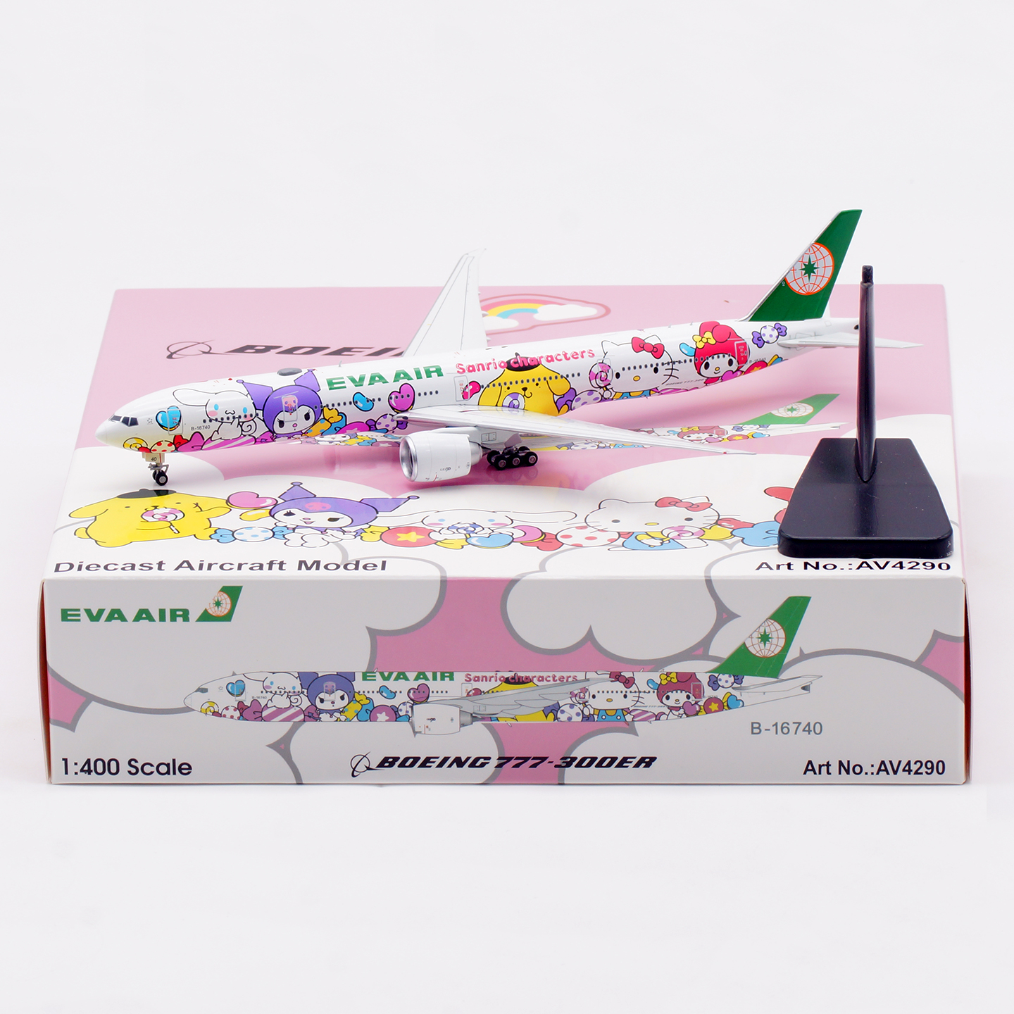 Av1:400 合金飞机模型 长荣航空 B777-300ER B-16740 起落架可拆
