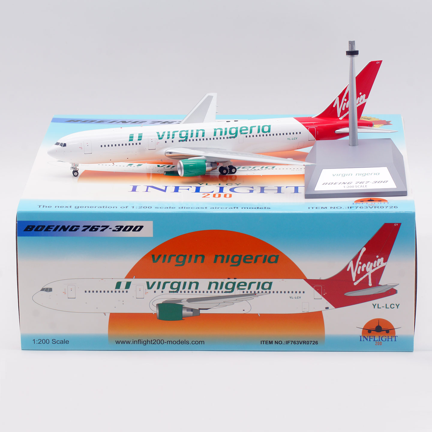 Inflight 1:200飞机模型 合金 维珍尼日利亚航空 B767-300 YL-LCY