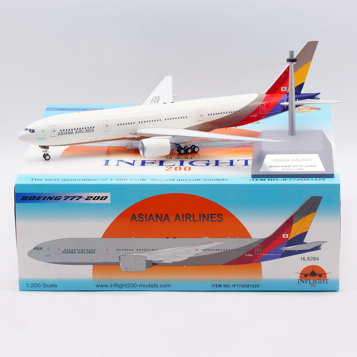 Inflight 1:200 合金飞机模型 韩亚航空 波音 B777-200 HL8284