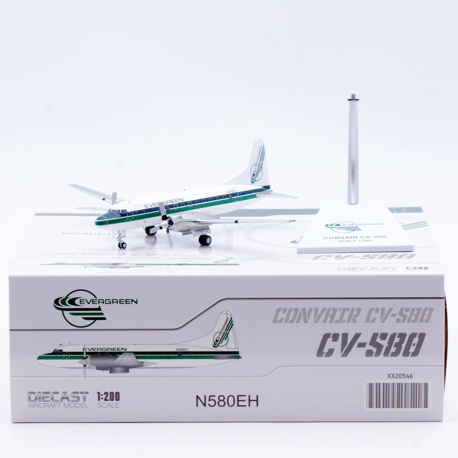 Jcwings 1/200 合金飞机模型 长青国际航空 CV-440 N580EH