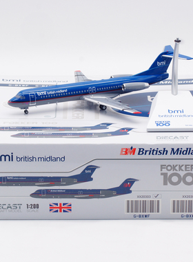 Jcwings 1/200 合金飞机模型 英伦航空 福克100 G-BXWF