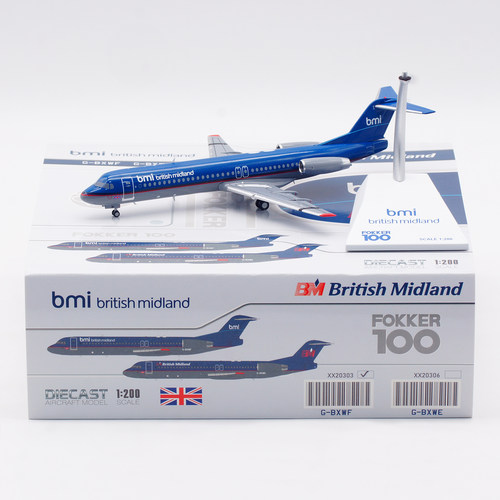 合金飞机模型英伦航空福克100