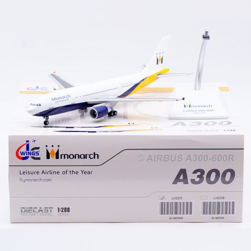 Jcwings 1/200 合金飞机模型 英国君主航空 空客300-600 G-MONR