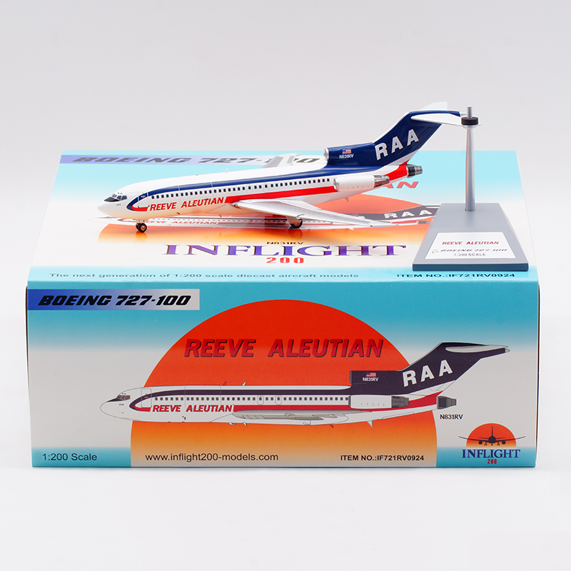 Inflight 1:200 飞机模型 合金 里夫阿留申航空 B727-100 N831RV