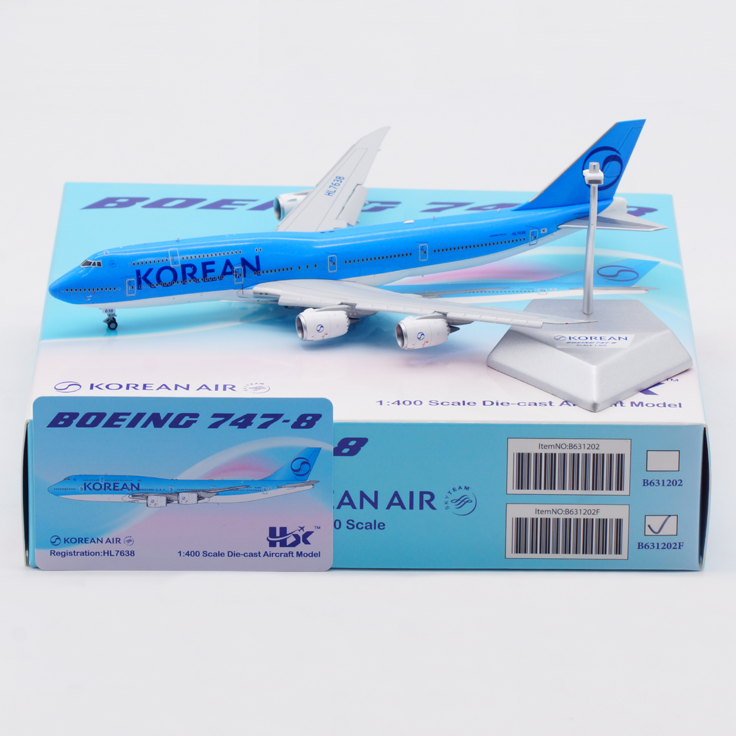 HX models 1:400 合金飞机模型 大韩航空 B747-8 HL7638