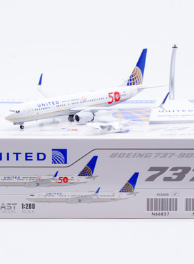 Jcwing1/200合金飞机模型美国联合航空 B737-900ER N66837 50周年