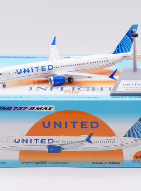 Inflight 1:200 飞机模型 合金 联合航空 波音B737-9MAX N77575