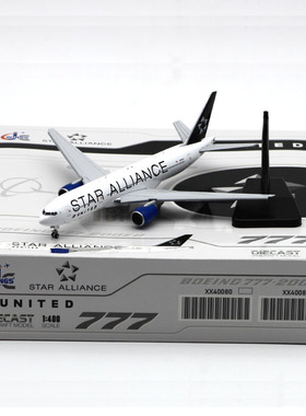 1:400 JCWing 客机模型 联合航空 B777-200ER N218UA星空联盟襟翼