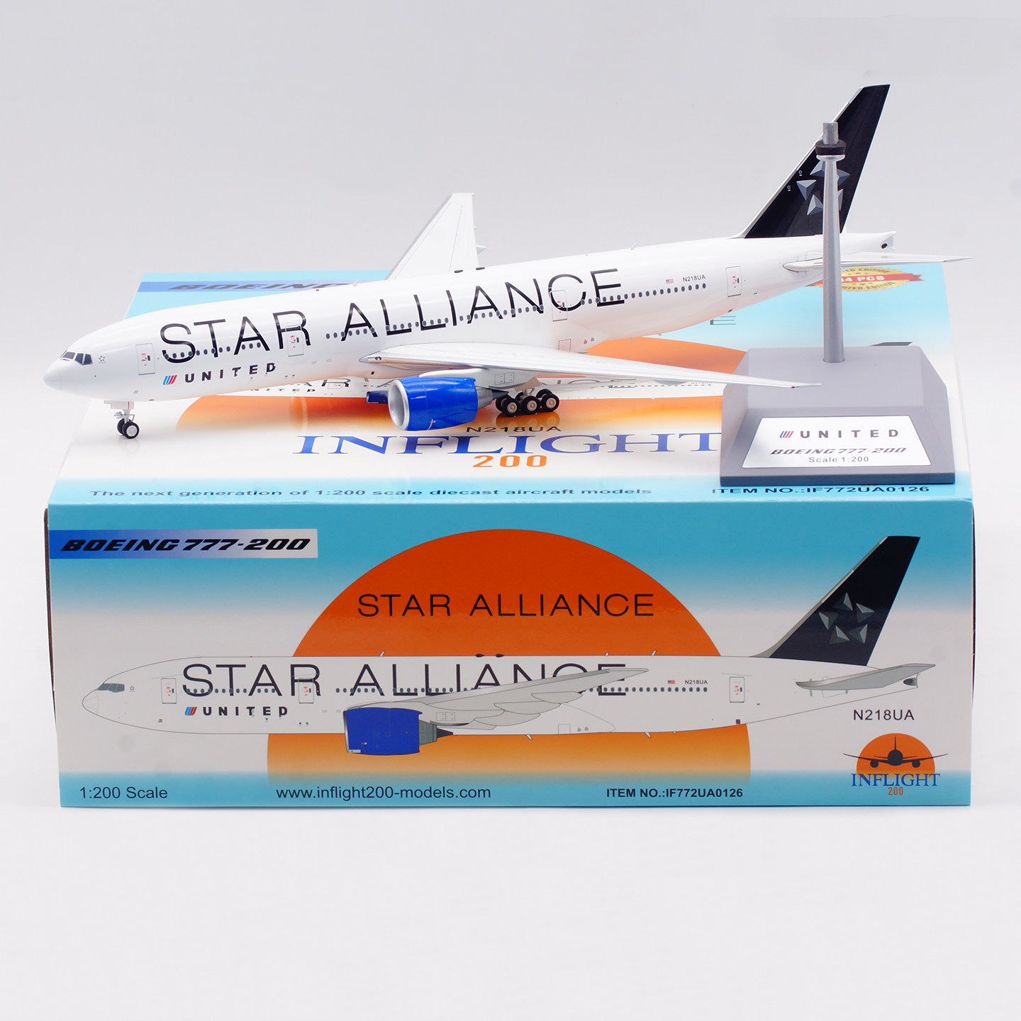 Inflight 1:200 合金飞机模型 美国联合航空 波音B777-200 N218UA