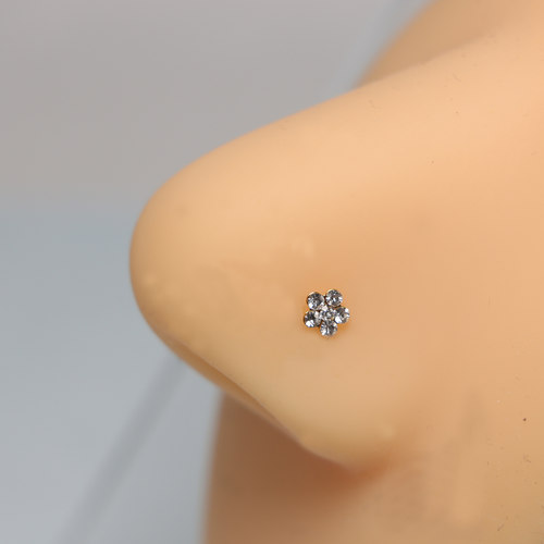 太阳花超闪直角杆鼻钉水钻韩版