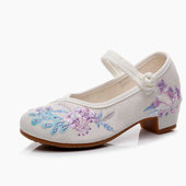 民族风中跟女鞋 33码 中大童布鞋 老北京古风绣花鞋 小码 32码 舞蹈单鞋