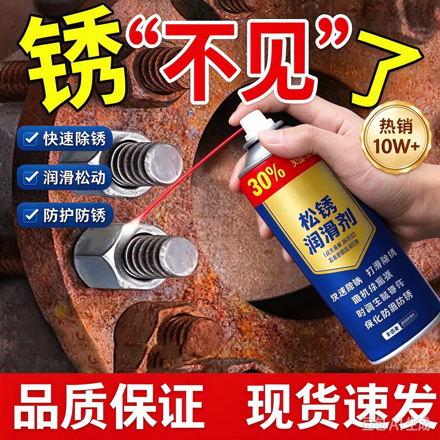 德国螺栓松动剂自行车链条除锈润滑剂车用门锁防锈油金属除锈剂
