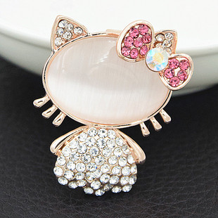 HelloKitty可爱猫眼石胸针韩版精致水钻胸花女开衫毛衣领针大别针