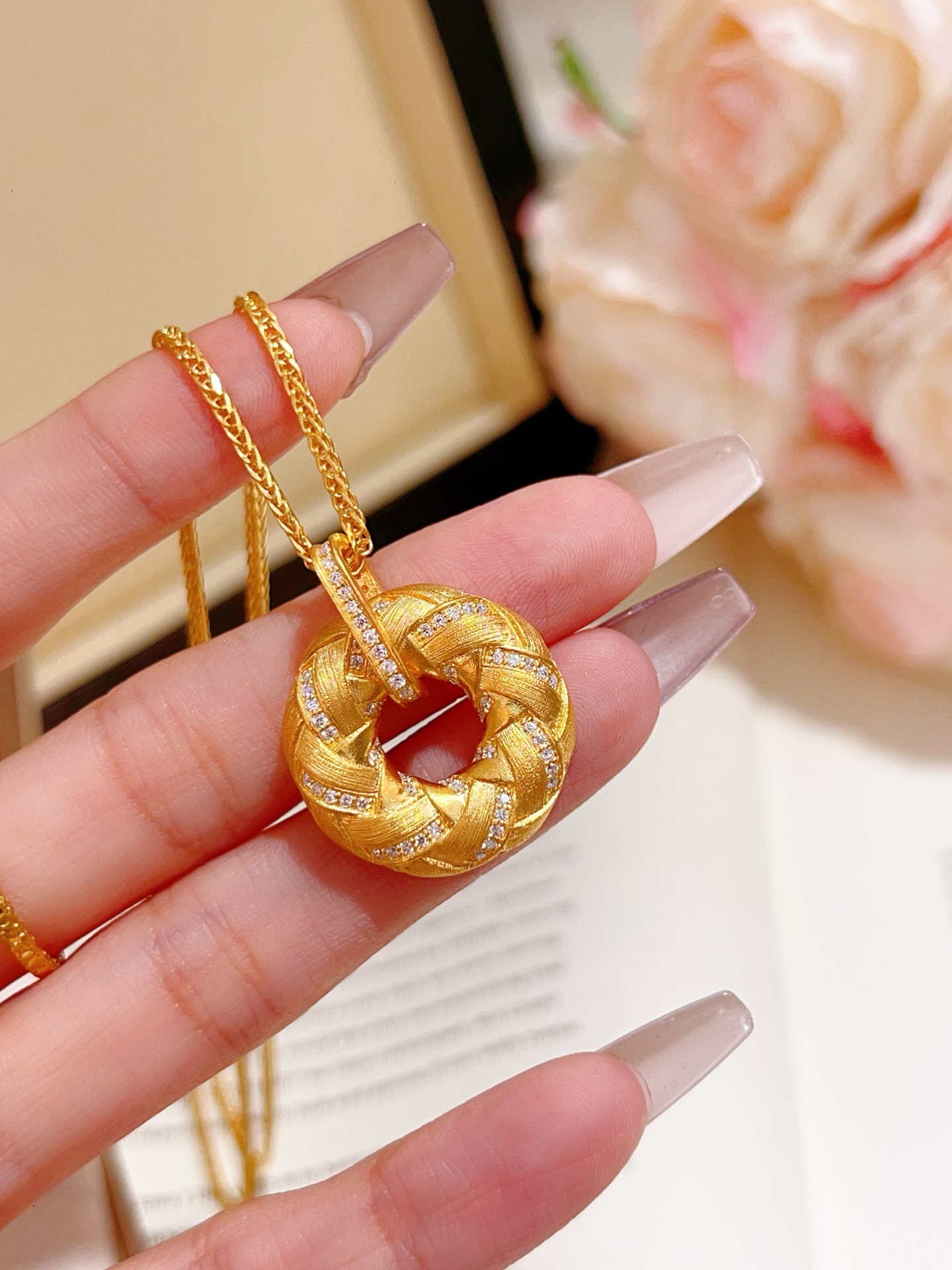 镶嵌吊坠足金999黄金吊坠黄金镶嵌吊坠