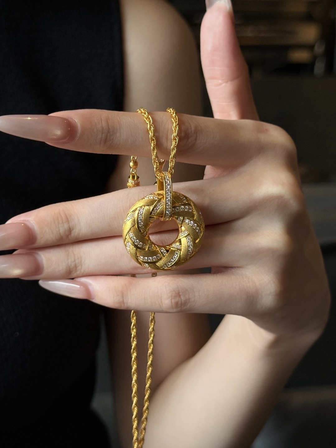 【款式35】足金999 编织圆满黄金吊坠 5D黄金镶嵌