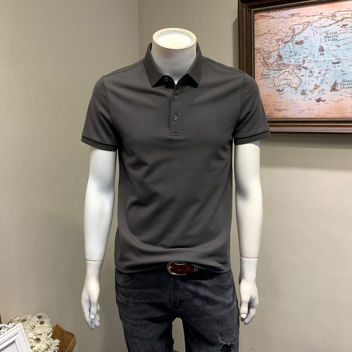 Musstosi夏季短袖修身纯色POLO衫