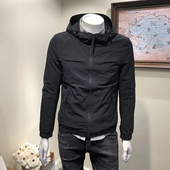 修身 韩版 帅气夹克上衣服青年潮流男装 新品 春季 防风连帽外套男士