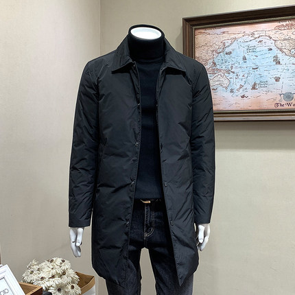 中长款羽绒服男士青年韩版修身羽绒衣纯色保暖冬装羽绒外套男装潮