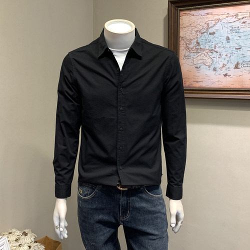 Musstosi翻领长袖都市休闲衬衫