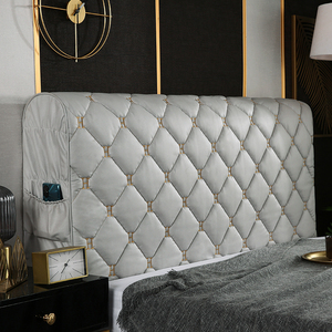 全包加厚床头套罩免洗科技布夹棉防撞简约实木皮床软包通用靠垫套