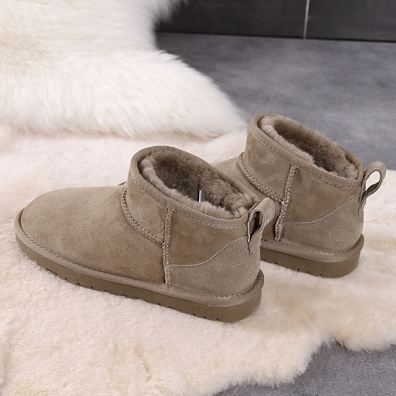 皮毛一体真皮羊毛一脚蹬加绒棉鞋