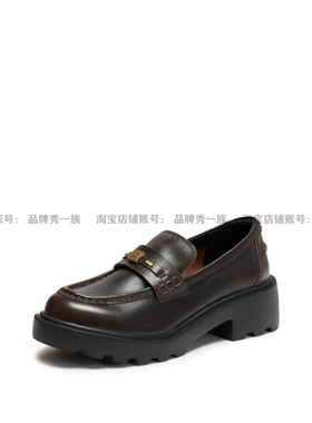2026新款春同款秋叶伯爵英伦风乐福鞋增高一脚蹬小皮鞋女EGB60AA6