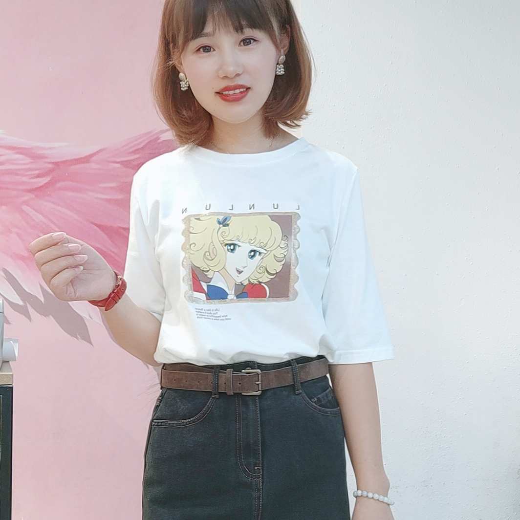 朵以复古高腰不对称毛边时尚百搭个性牛仔半裙A字裙，33DQ628110