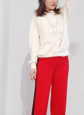 朵以Duoyi时髦新年圣诞元旦女2024宽松洋气减龄长裤32YD237066