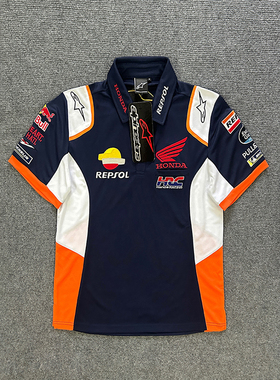 适用Motogp威爽A星摩托短袖马奎斯HRC威爽机车刺绣T恤KTM厂队服