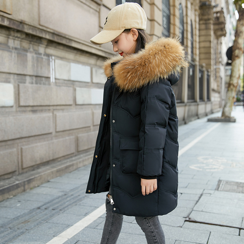 儿童羽绒服女童中长款2023新款韩版女童白鸭绒宝宝洋气加厚外套潮