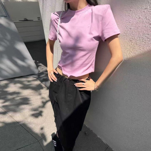 不规则短袖t恤女夏修身显瘦上衣
