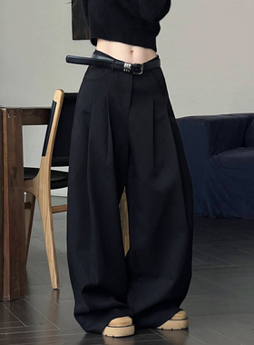 阔腿裤女2025新款秋冬款高腰宽松拖地裤高品质天丝羊毛加厚西装裤