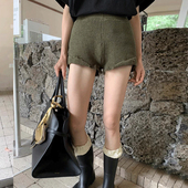 女2025新款 夏时尚 洋气时髦高腰a字显瘦热裤 羊毛短裤 外穿白色裤 子