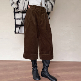 显瘦百搭高腰短裤 丝绒裤 女七分裤 秋冬灯芯绒休闲裤 潮 子女2025新款