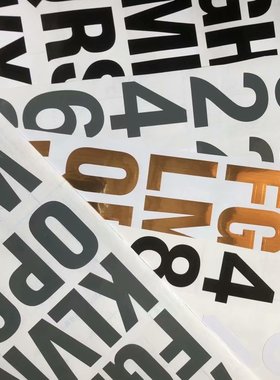 热销号码贴高6CM平面防水耐热多色数字字母大小写随意贴纸贴自粘