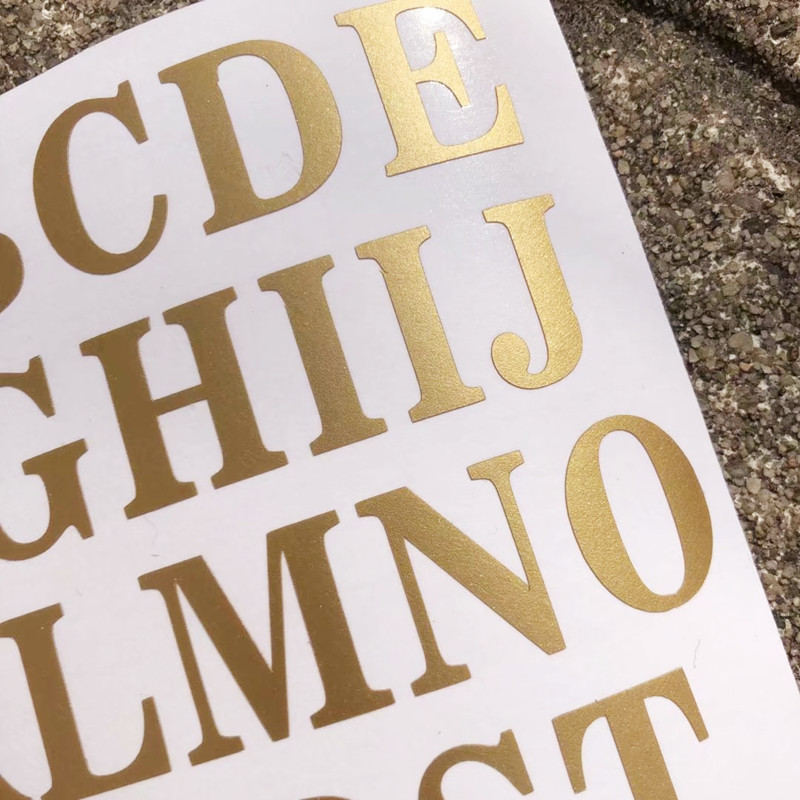 高18mm字母金色拉丝防水镂空自粘