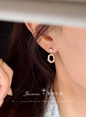星落环谷Jasmo温柔轻奢香槟金椭圆耳钉女法式复古小众高级耳夹