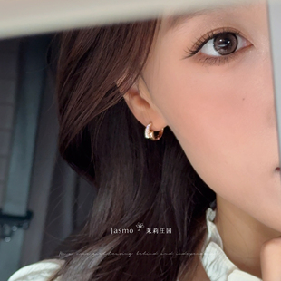 Jasmoa原创设计感小众高级感几何耳扣百搭轻奢气质通勤女圈圈耳环