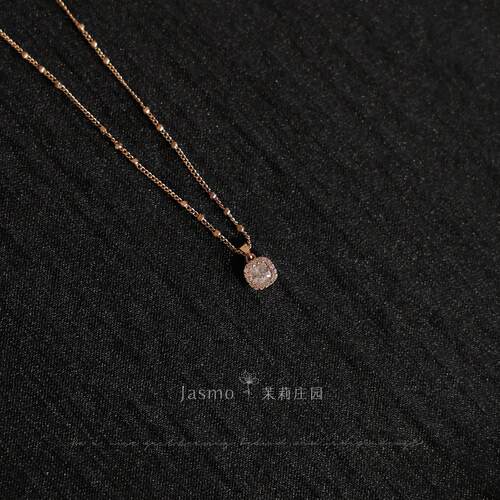 原创简约小方糖锆石气质甜美项链