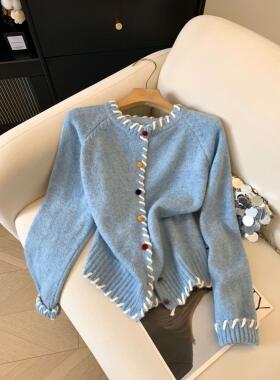 设计感针织开衫女秋冬季新款宽松显瘦百搭温柔风毛衣52700