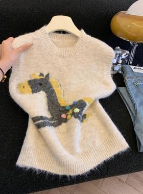 2026春新款立体装饰针织马甲背心女宽松马夹叠穿坎肩上衣53544