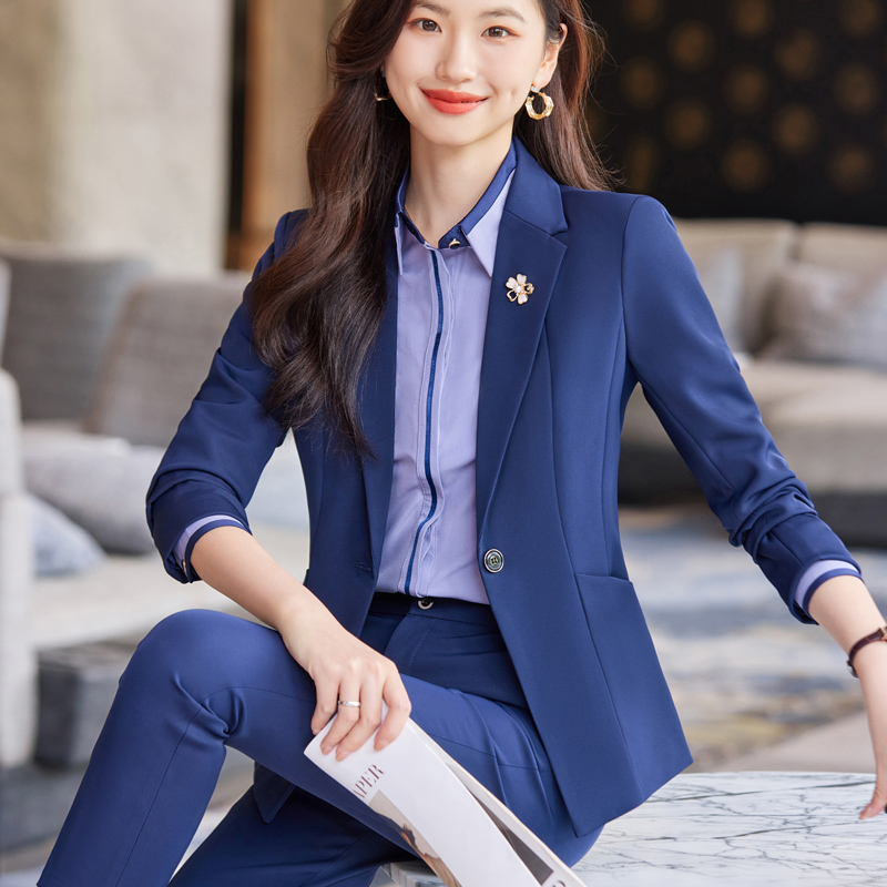 职业西装套装裤女士长袖面试正装职场工作服修身大码气质西服秋冬