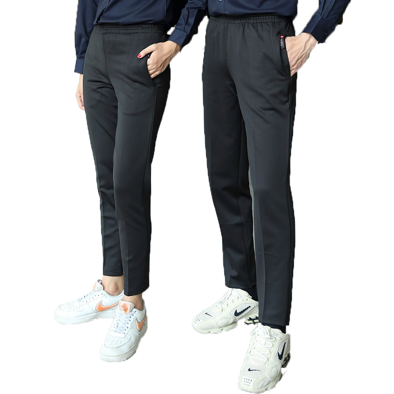 工作服裤子弹力小脚裤西裤黑色服务员耐磨全松紧男女四季款九分裤