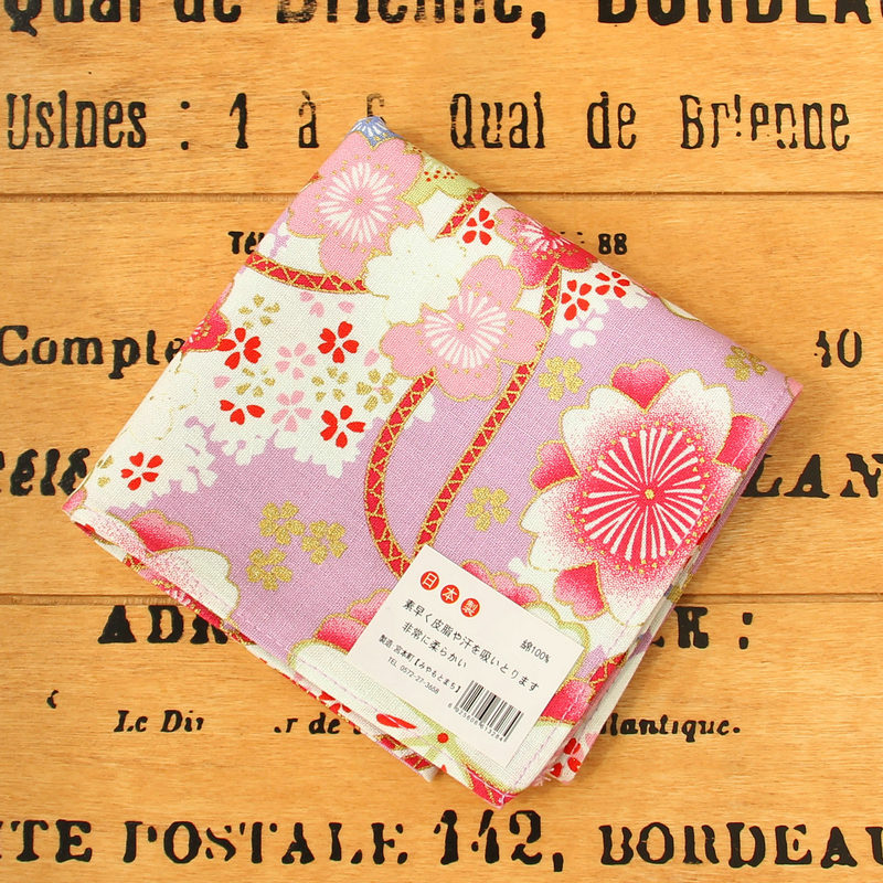 Japanese Square Towel, Sweat-Absorbent Handkerchief, Portable, All-Cotton, Student Girl Style, Japanese Style, Gold-Stamped Thick Large Handkerchief, Japanese Style